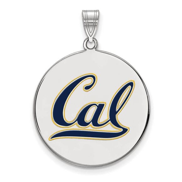 Sterling Silver California Berkeley XL Enamel 'Cal' Disc Pendant